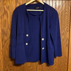 Misook Blue 3/4 Sleeve Jacket Extra Large L